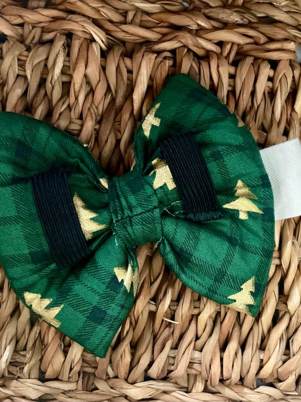 Noeud papillon pour collier chien - Vert Sapin Noël – Image 3