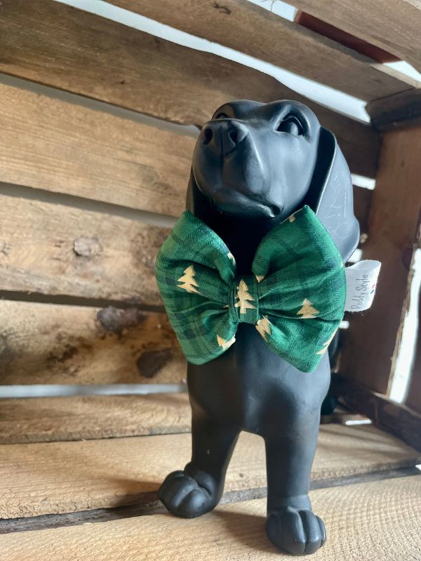 Noeud papillon pour collier chien - Vert Sapin Noël – Image 4